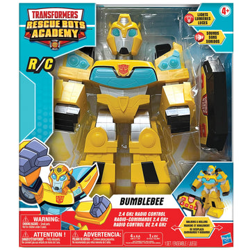 Jam'N Hasbro: Transformers Rescue Bots Academy: Bumblebee Rc Robot - 12'' Walking Transformer, Lights & Sounds, Radio Controlled