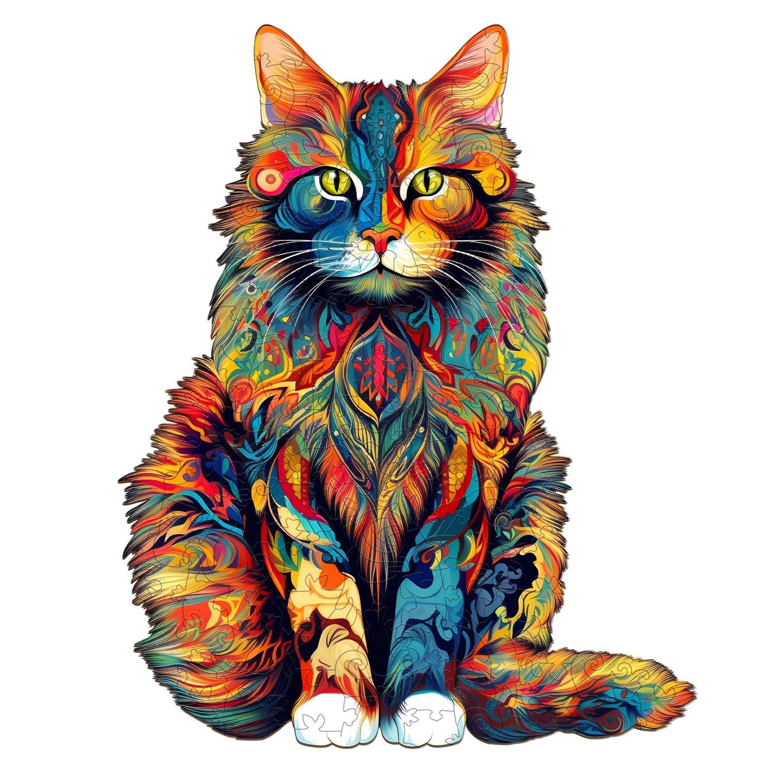 Wooden Puzzles For Adults - Advanced Maine Cat Wooden Puzzle Unique Shape Wooden Jigsaw Puzzles For Adults, Wood Puzzles Adult,