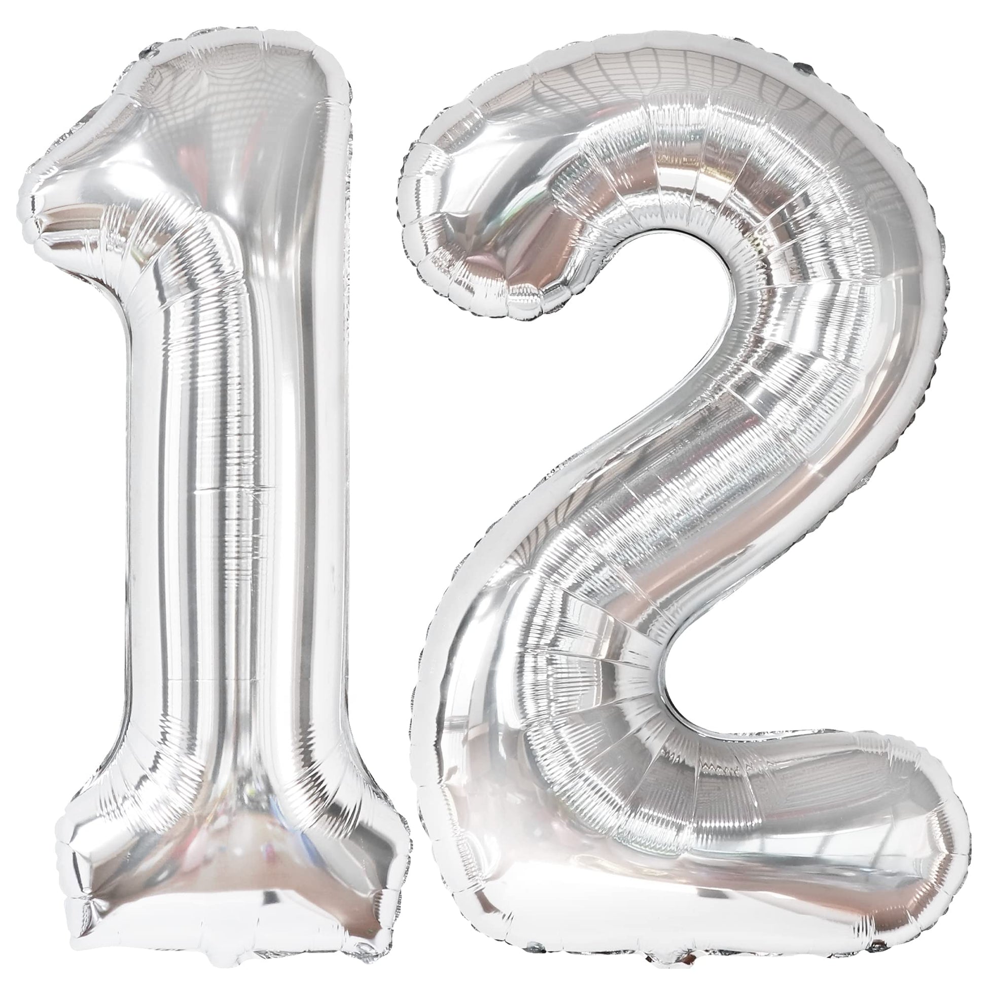 Giant, Silver 12 Balloon Number Foil - 40 Inch | 12 Birthday Balloon For 12Th Birthday Decorations For Girls | Number 12 Balloon, 12 Birthday Decorations Boy | 12 Year Old Birthday Party Decorations