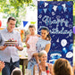 Gya 3X6Ft Blue Silver Birthday Door Banner Navy Blue Glitter Sequin Happy Birthday Background Cake Balloons Gifts Backdrops Kids