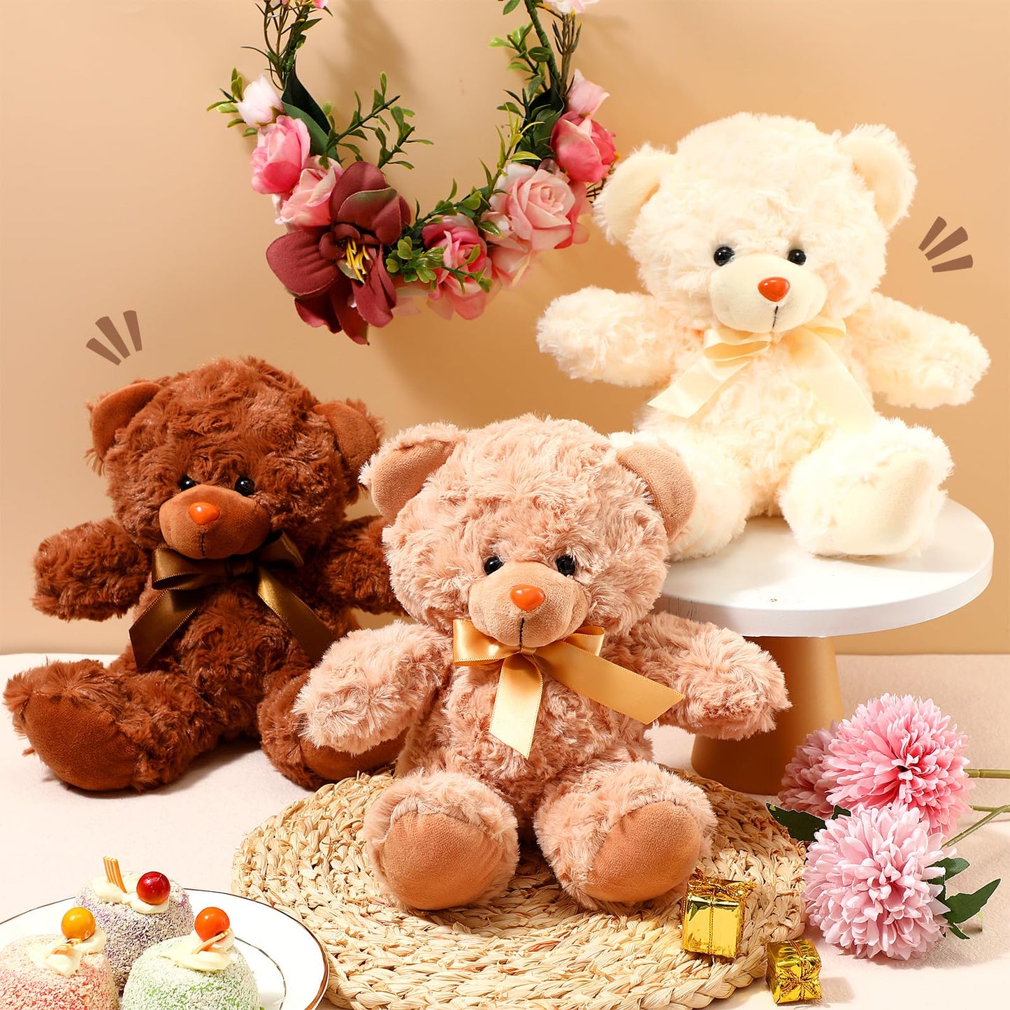 Civaner 9 Packs 8 Inch Valentine'S Day Bear Stuffed Animals Bulk In 9 Colors Plush Bears Doll Toys For Graduation Birthday Weddi