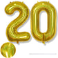 40 Inch Laser Gold 20 Balloons, Xxl Globos Dorados Self Inflating Number 20 Mylar Balloon For Women 20Th Birthday Party Decor, F