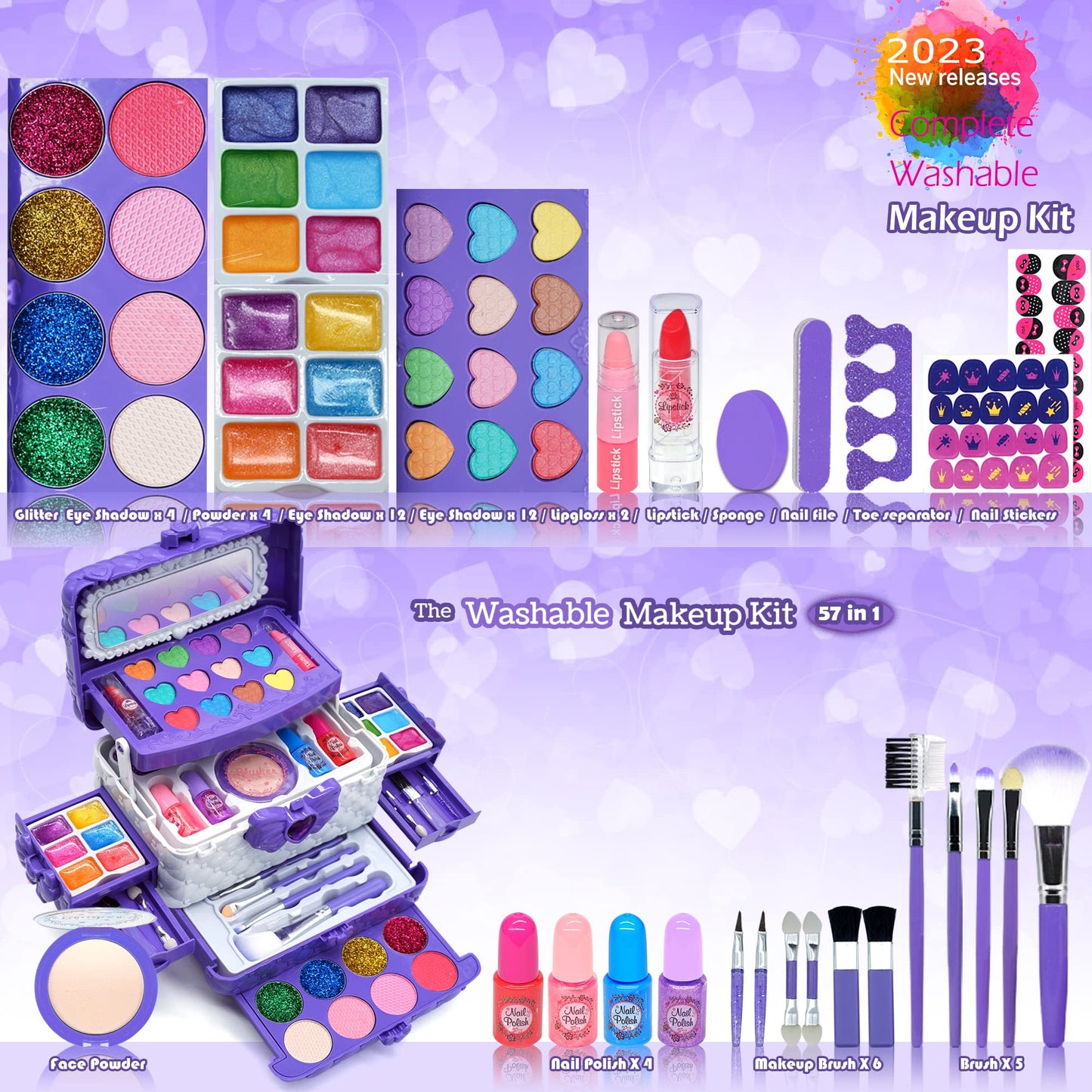 Kids Makeup Kit for Girl Toys - Toys for Girls Makeup Girls Princess Gift Non Toxic Toddlers Cosmetic Kits,Child Play Makeup Toy