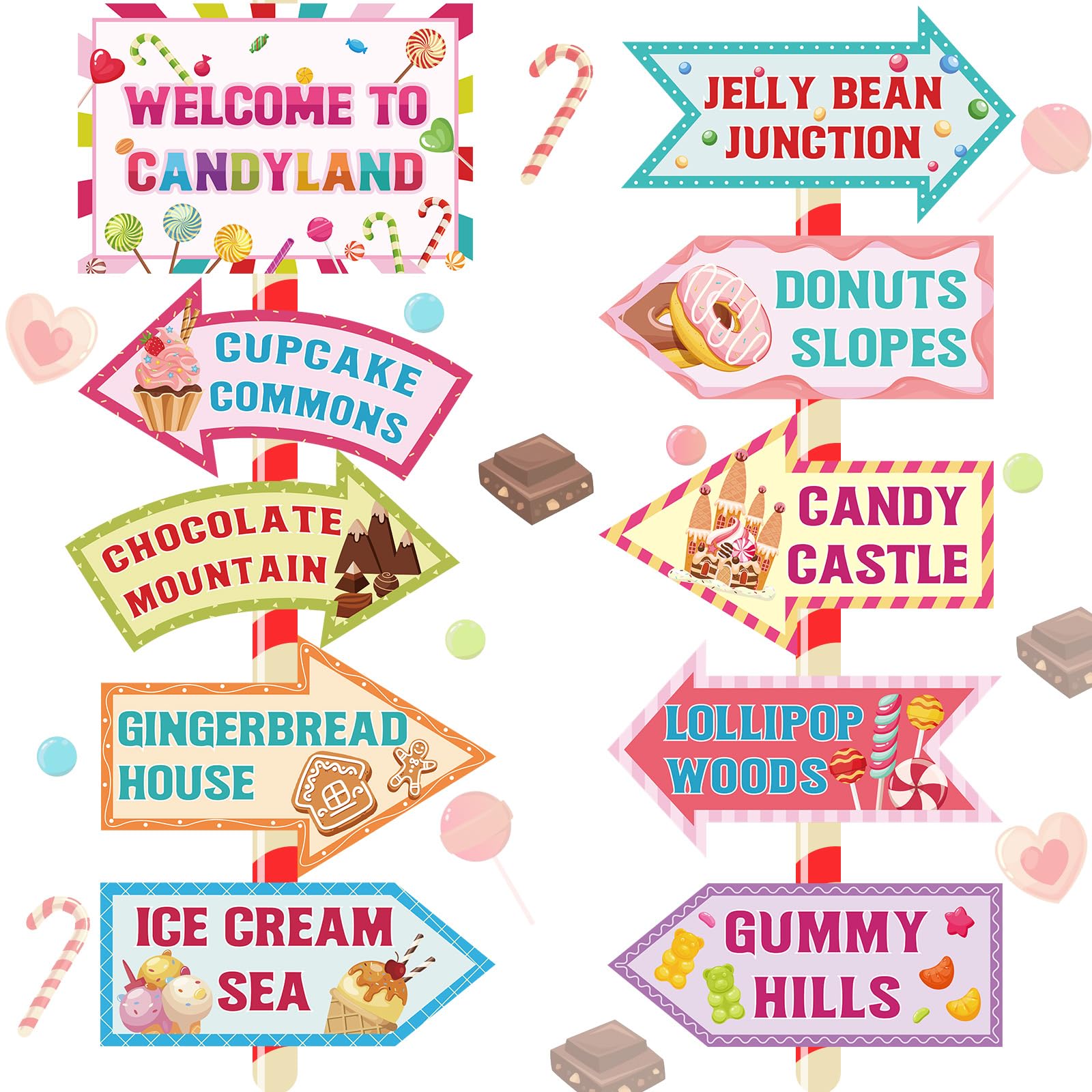 20 Pieces Candyland Decorations Welcome to Candyland Signs Candy Party Decorations for Women Girls Candy Land Themed Birthday Pa