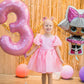 Pearlescent Pink 3 Balloon, Number Balloons 40 Inch, 3Rd Birthday Decorations For Kids Girls Women Party Supplies For Party Deco