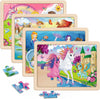 Wooden Puzzles For Kids Ages 4-6, 4 Packs 24 Pcs Unicorn Mermaid Princess Fairy Jigsaw Puzzles, Preschool Educational Brain Teas