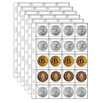 Mudor 200 Pocket Coin Pages For Collectors, Standard 9-Hole Coin Collection Pages Fit Most Binder, Coin Collecting Supplies, 10