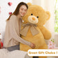 Morismos 5Ft Giant Brown Teddy Bear Stuffed Animal, Large Teddy Bear Plush Toy With Footprints And Bow, Gift For Girlfriend, Wife, Girls At Birthday Valentine'S Day, Christmas, Baby Shower Decor
