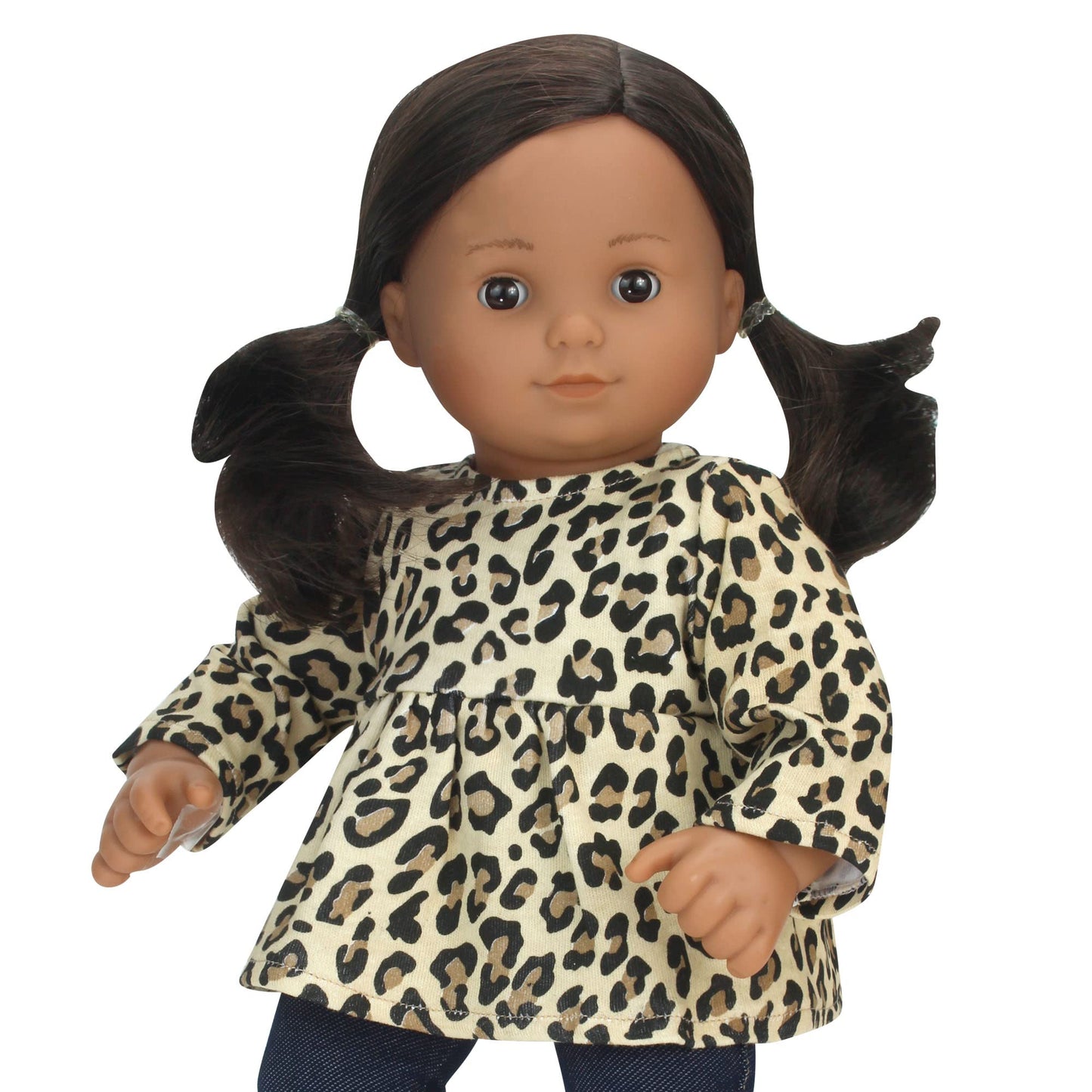 Sophia'S 2 Piece Cheetah Print Tunic And Denim Jeggings 2 Piece Outfit Set For 15'' Dolls, Tan
