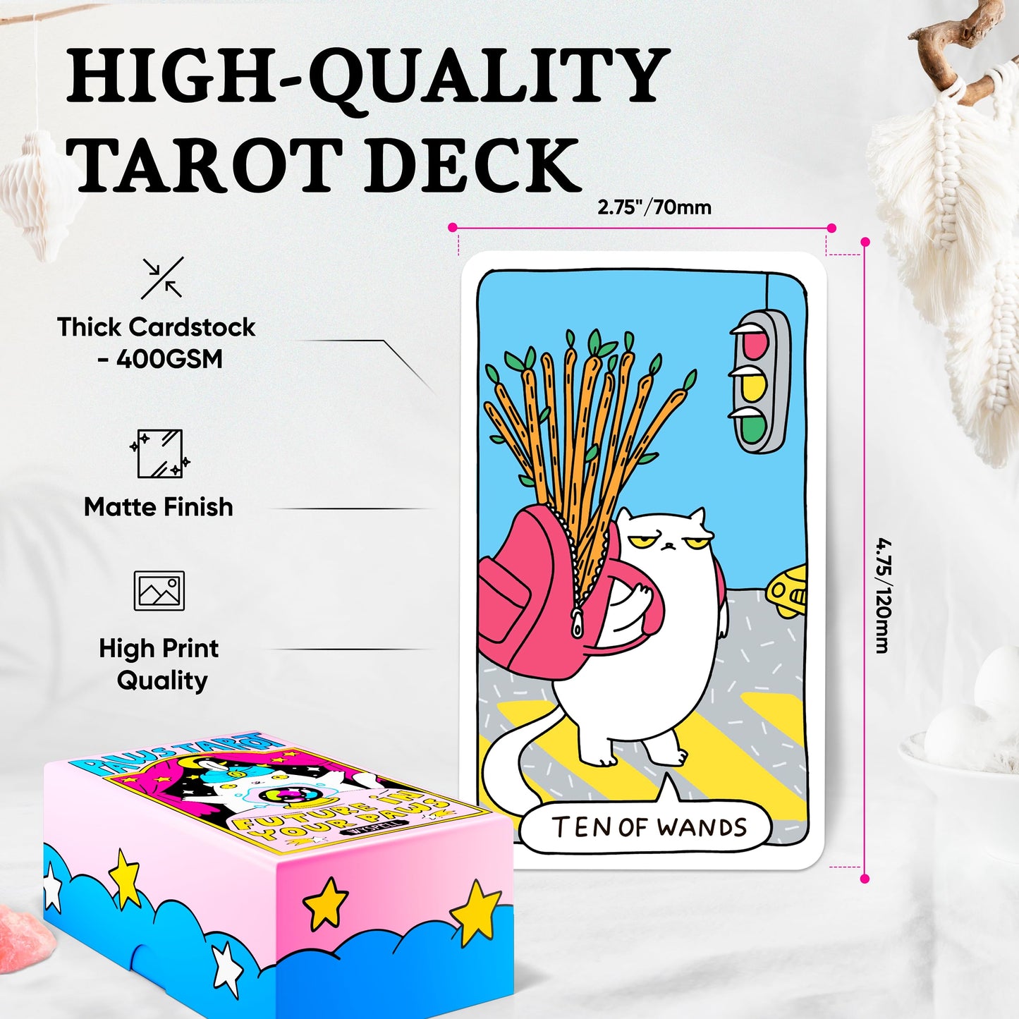 Wyspell Cat Tarot Cards: A 78-Card Cat Tarot Deck With Guidebook - Unique Tarot Cards For Cat Lovers And Tarot Enthusiasts - Cute Tarot Cards For Beginners Tarot Deck