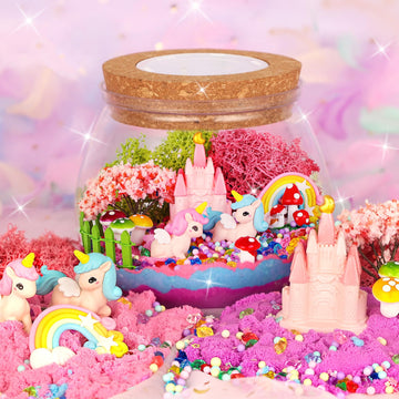 Nicella Unicorn Light-Up Terrarium Kit For Kids - Led Night Light Birthday Gift For Girls Ages 4 5 6 7 8-12 Year Old - Unicorn T