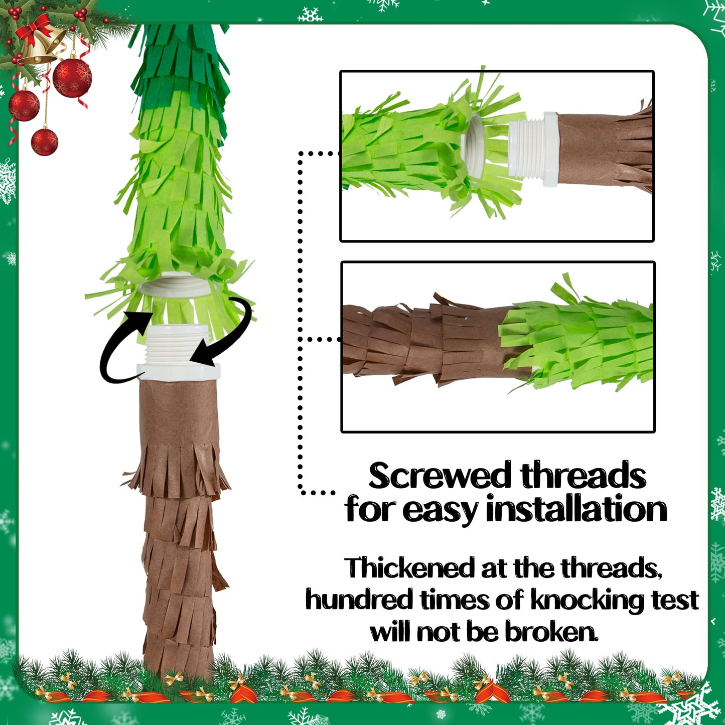 PCFING 21.6 Inch Christmas Tree Piata with 30 Inch Piata Stick Blindfold Confetti for Boy Girl Adults Xmas Party Game Decoration
