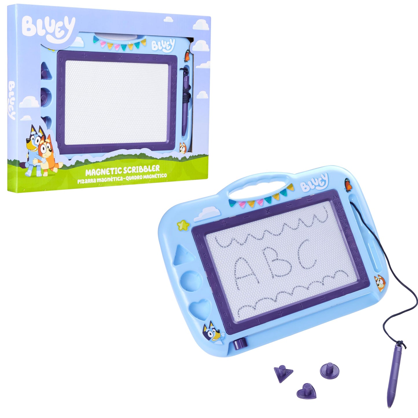 Bluey Magnetic Drawing Board for Kids, Magic Scribbler Educational Learning Toy, Doodle Pad with Stamps Toddler Learning Activit