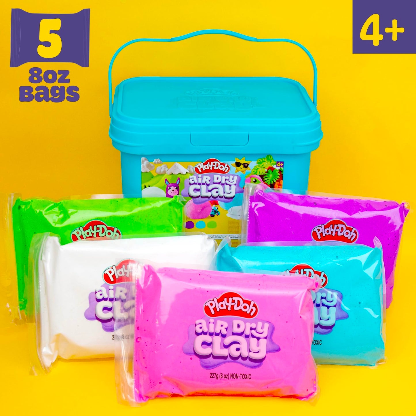 Play-Doh Brand Multicolor Air Dry Clay Bucket, 40 oz, 5 Colors, Paintable Clay Lightweight & Crumble-Free Sculpting Clay, Arts a