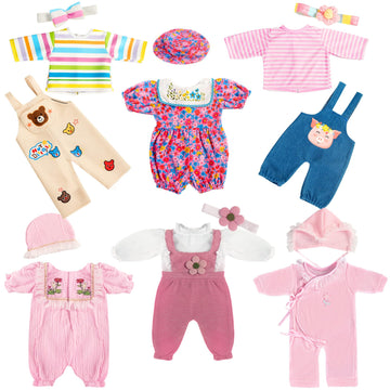 6 Sets 14-16 Inch Baby Doll Accessories Baby Doll Clothes - Dress Outfits Headbands Accessories Fits New Born 43Cm Baby Doll, 15 Inch Baby Doll