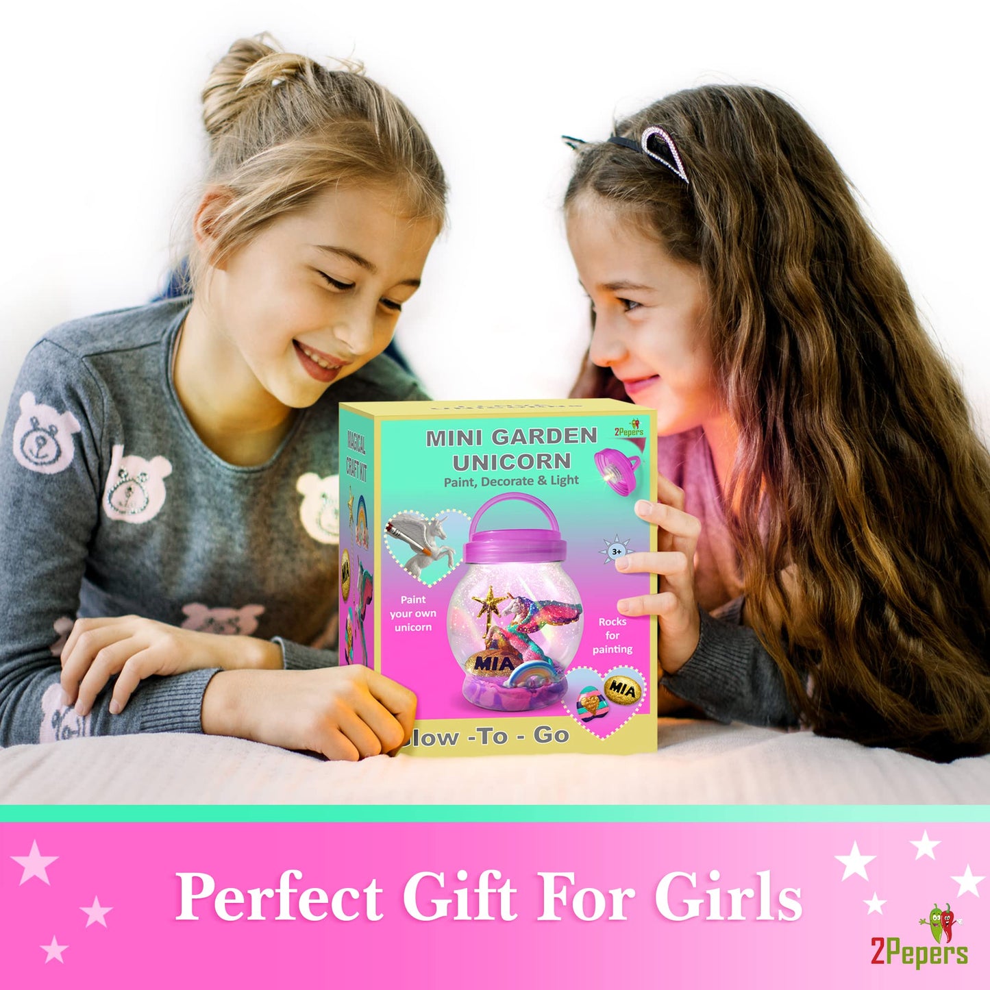 2Pepers Make Your Own Unicorn Night Light Arts and Crafts for Kids, DIY Unicorns Gifts for Girls Ages 2 3 4 5 6 7 8 Years Old, K