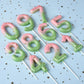 PHD CAKE 2.76 Inch Classical Pink Green Gold 7 Number Birthday Candles, Gold Number Candles, Cake Number Candles, Party Celebrat