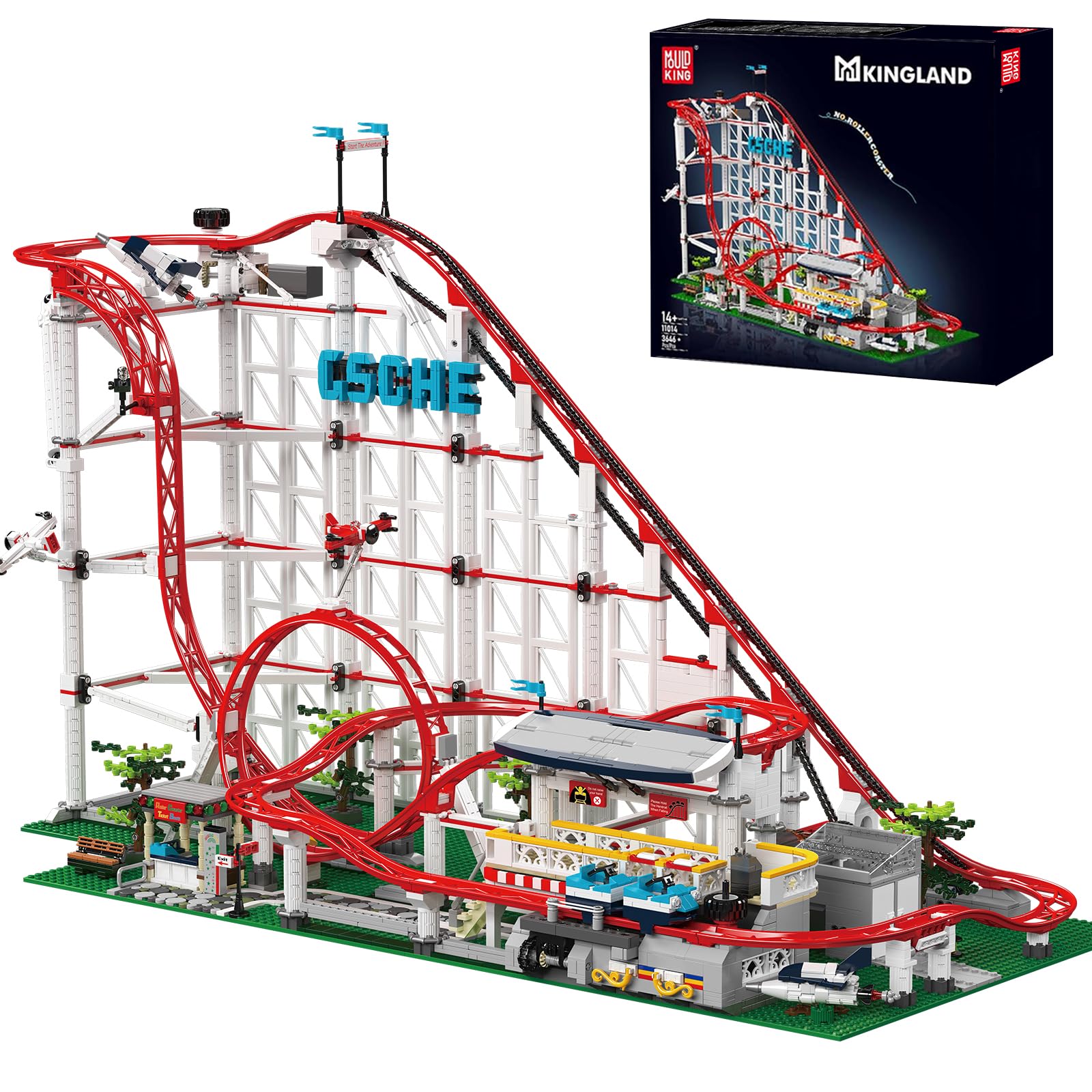 Mould King 11014 Roller Coaster Building Kit  Amusement Park Funfair Track Construction Blocks Toys with Motors  Ideal Gift Toy for mature-themed/Kids Age 8+ (3646 Pieces)
