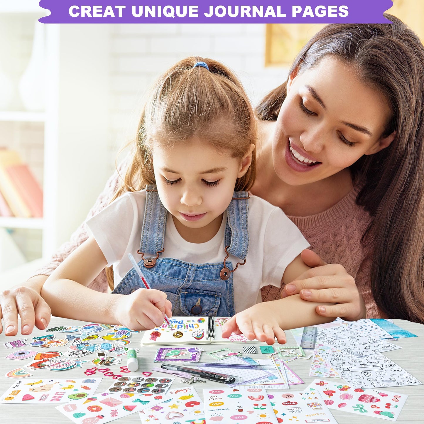 HoomTop Journal Kit for Girls Ages 8-12 2 Pack Scrapbook Diary Birthday Gifts Notebook Stationary Set