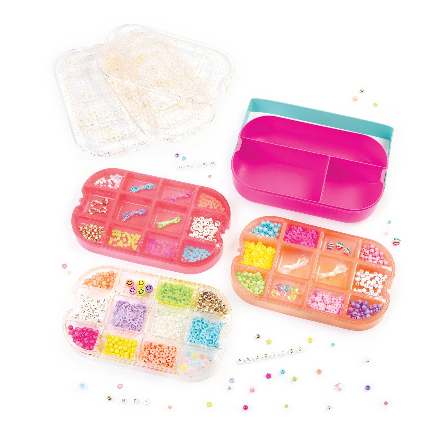 Make It Real: Beads 2-Go! DIY Jewelry Set - 1381pc, Bento Style Travel Case, 1370 Beads, Design & Create Personalized Jewelry, G
