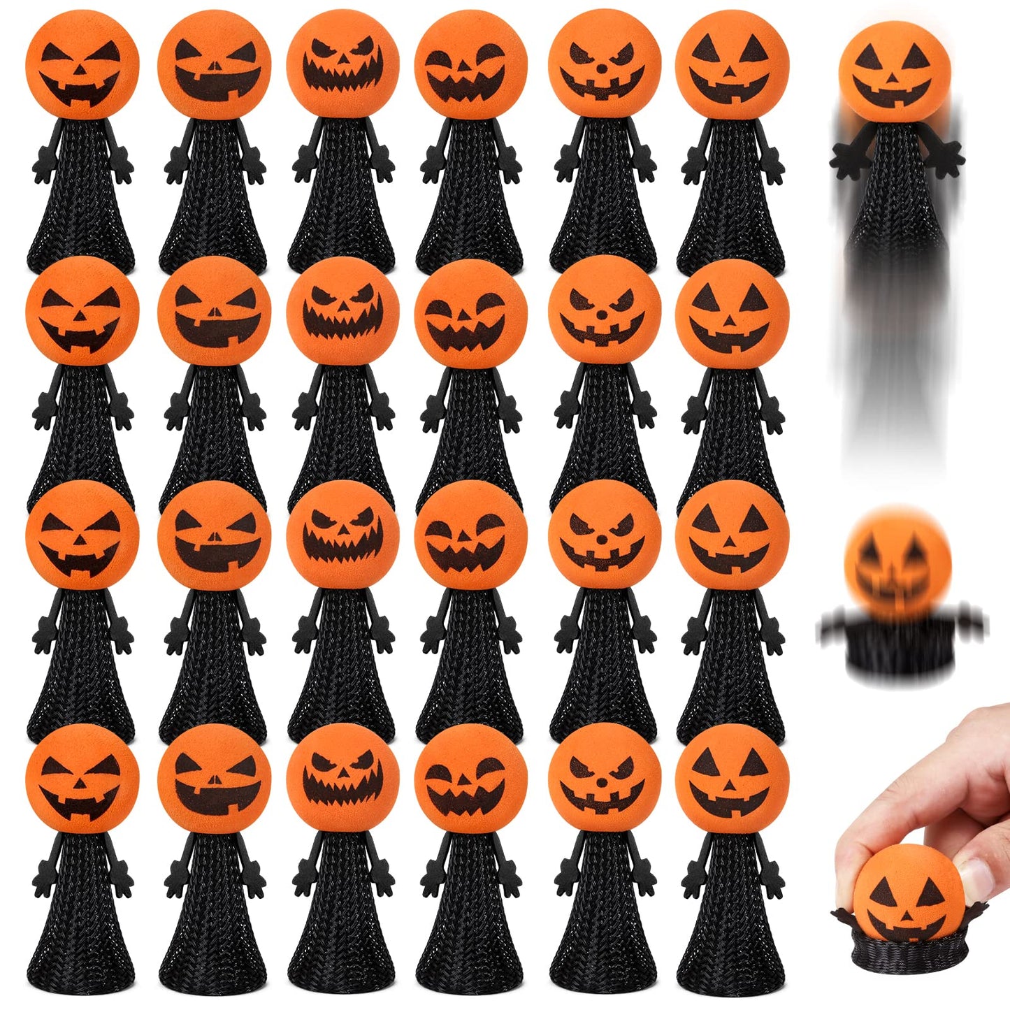 Letapapa Halloween Party Favors for Kids, 24 Pcs Jumping Popper Spring Launchers Toy, Bouncy Halloween Novelty Toys for Treat or