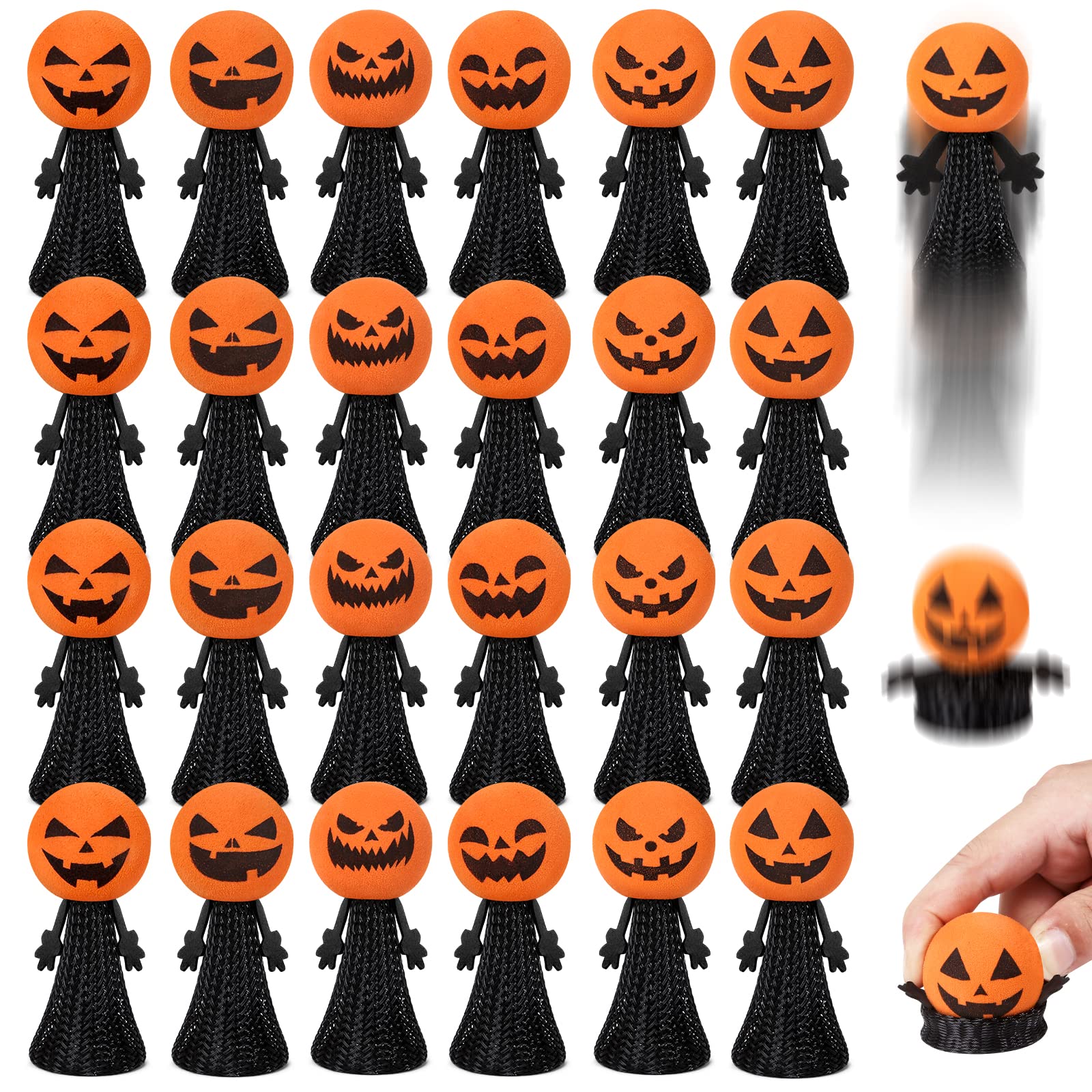 Letapapa Halloween Party Favors for Kids, 24 Pcs Jumping Popper Spring Launchers Toy, Bouncy Halloween Novelty Toys for Treat or