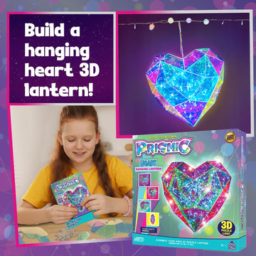 PRISMIC Make Your Own Lantern Heart 3D Light - Girls Arts and Crafts Ages 8-12, Gifts for 8 9 10 11 12 Year Old Girls Birthday,
