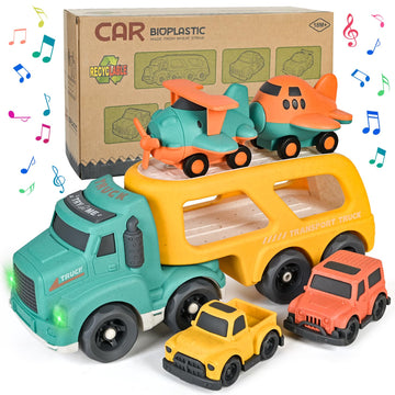 Ismetacu Car Carrier Toy Truck Light&Sound, Truck & Car Toys For Toddlers 1-3,2-4,3-5 Years Old Boys Girls,Christmas Birthday Gi