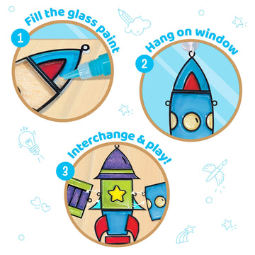 Imagimake Window Art For Kids - Rocket | Suncatcher Kits For Kids, Arts And Crafts For Kids Ages 6-8 | Irthday Gifts For 5 6 7 8 9 10 Years Old Boys & Girls | Easter Gifts For Kids | Easter Toys