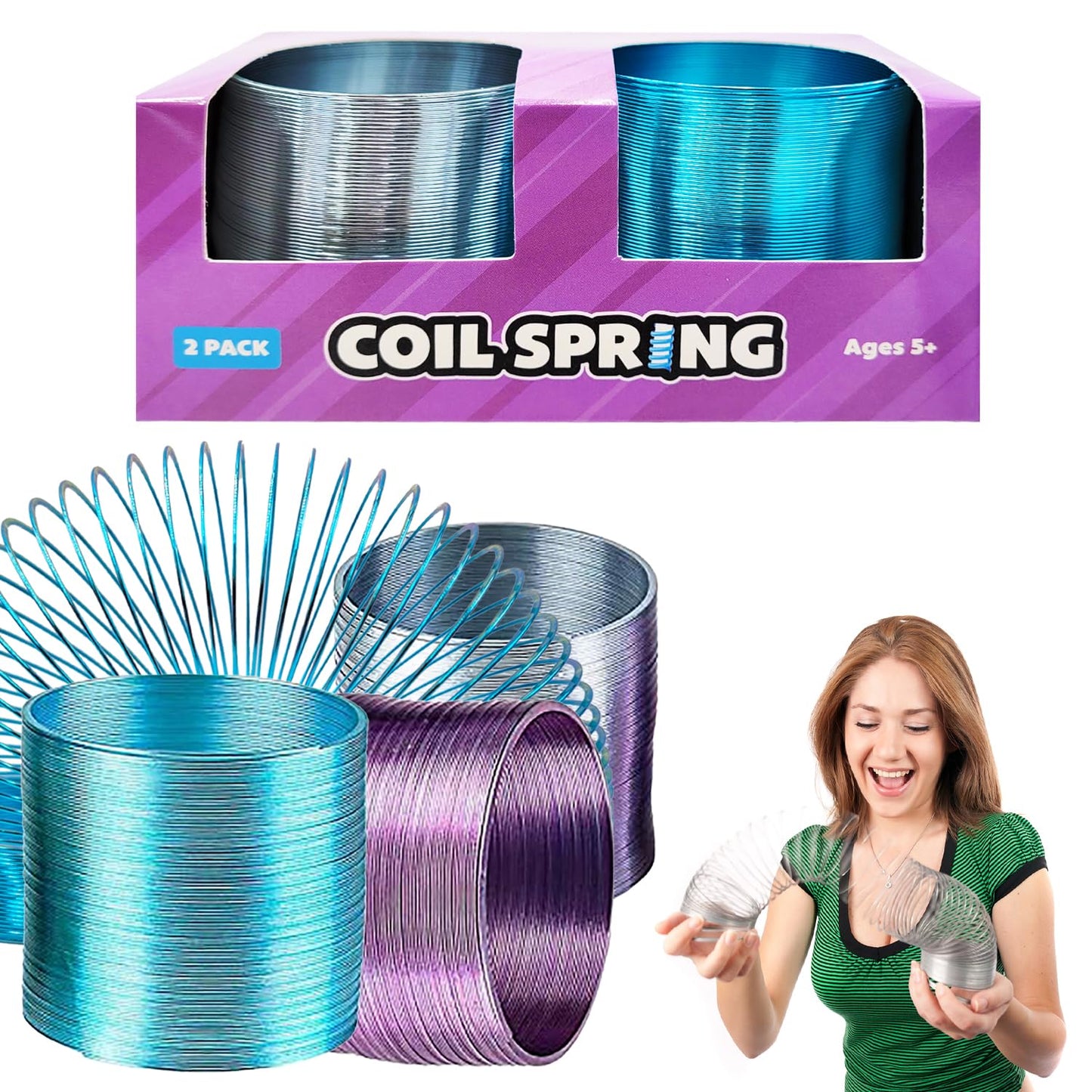 The Dreidel Company Metal Coil Spring, Goody Bag Fillers, Party Favor For Kids, Variety Of 2.4'' (60Mm) Individually Boxed (24-P