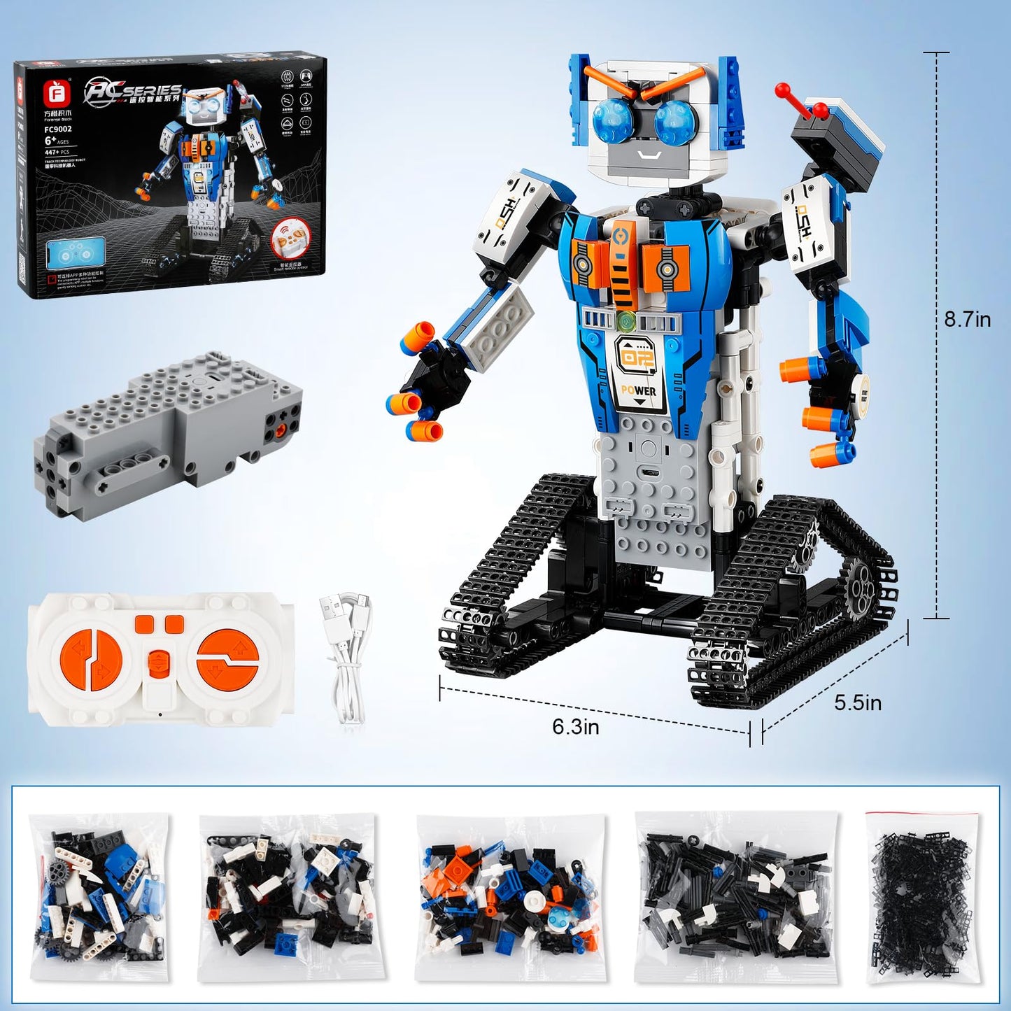 STEM Robot Building Kit, App & Remote Control Robot Building Kits for Kids 6-12, 447 Pieces Educational DIY Engineering Blocks f
