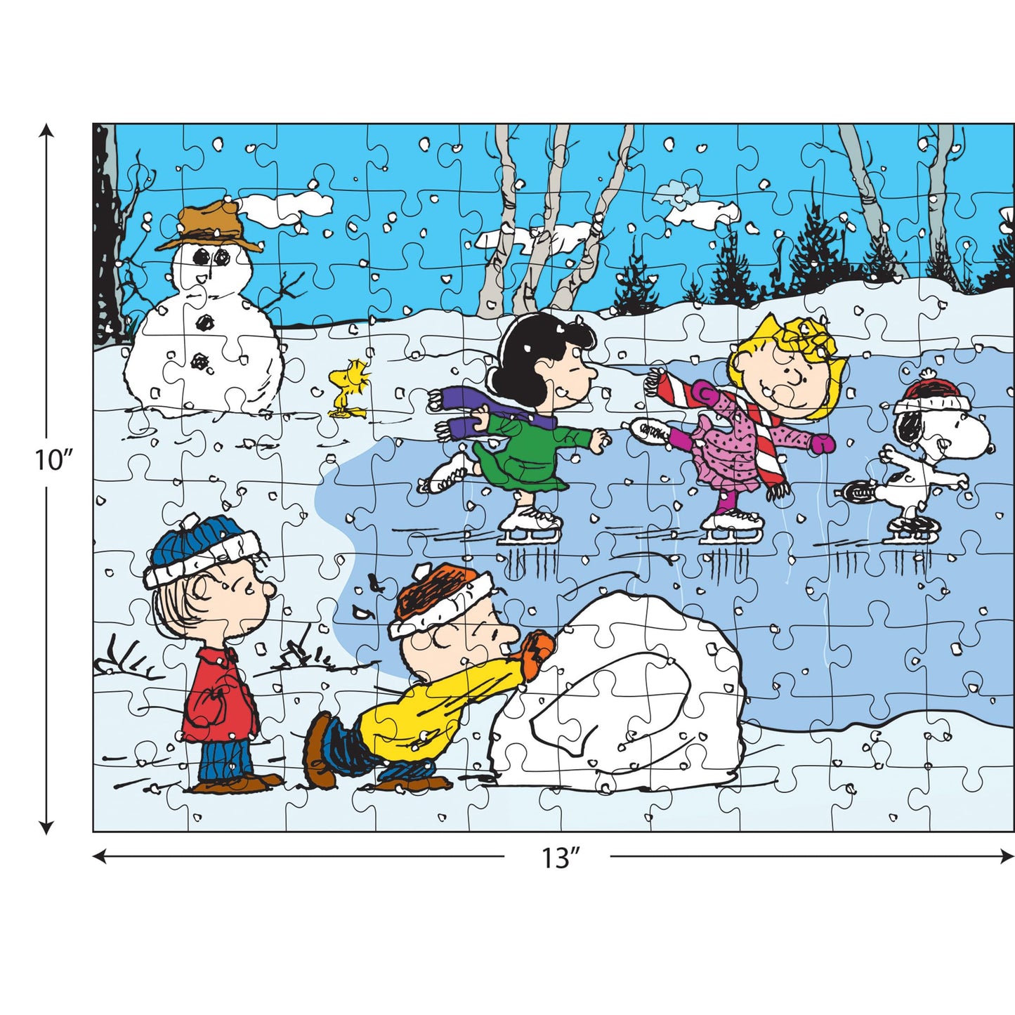 RoseArt - Peanuts - Ice Skating at The Pond - 100 Piece Jigsaw Puzzle for Kids and mature-themeds