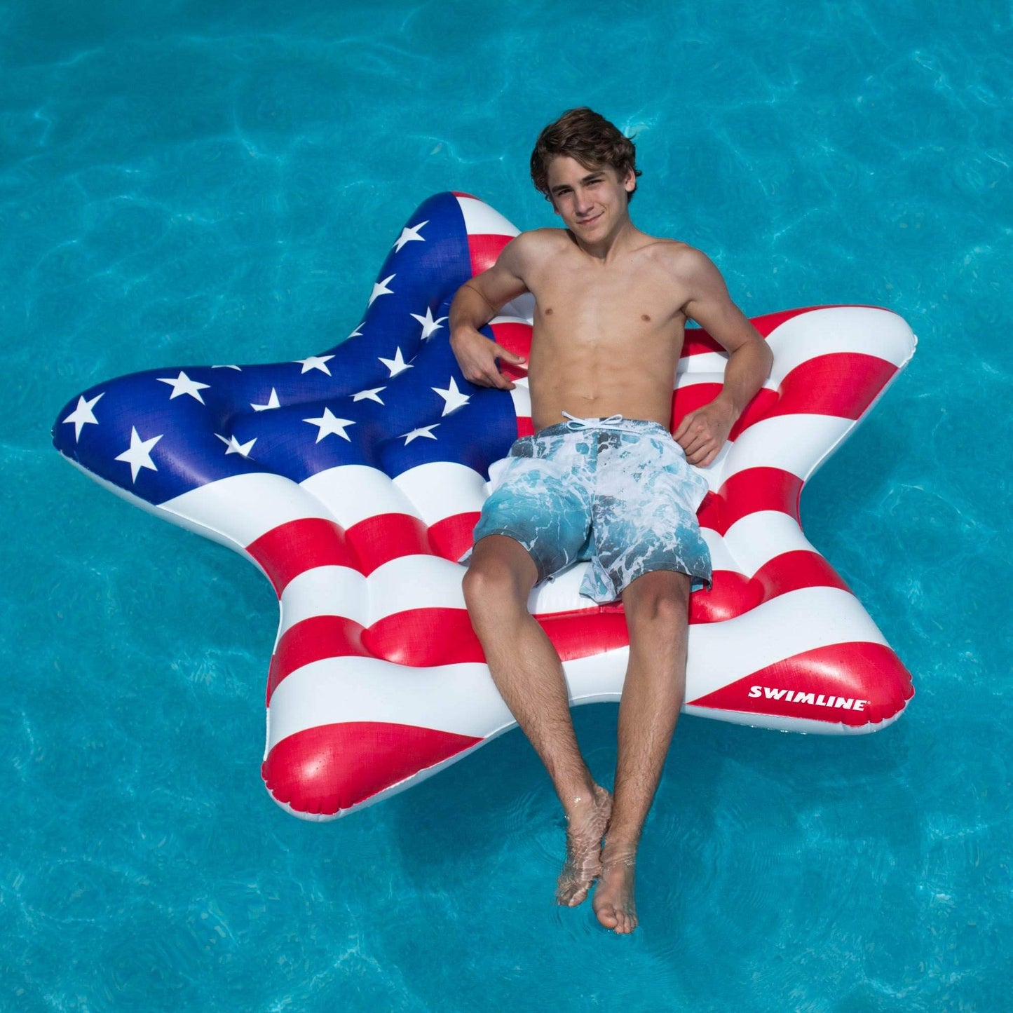 Swimline Inflatable Americana Star Island Pool Raft 65' X 69'