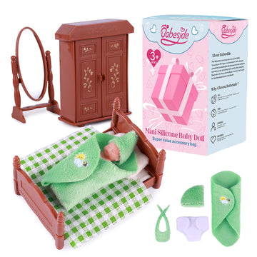 Babeside Mini Silicone Baby Dolls, 3 Inch Realistic-Newborn Full Silicone Cute Little Baby Dolls Tiny Real Life Miniature Baby Dolls With Playset Accessories For Girls Kids