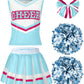 Spooktacular Creations Halloween Girl Cheerleader Costume  Celeste and Pink Cheer Uniform Set  Cute Cheerleading Outfit with Accessories for Halloween Dress-Up  High School Themed Party(L  10-12yrs)