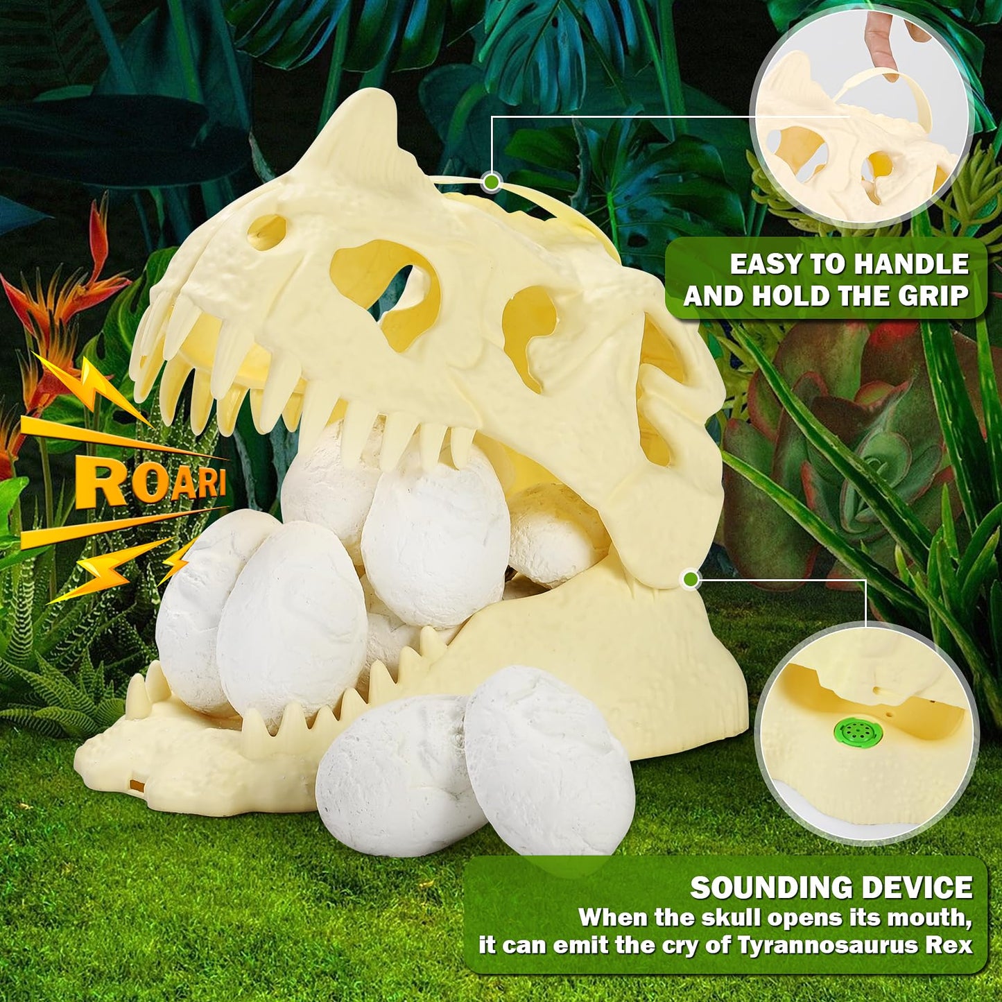 Kolegend 12 Pack Dino Eggs Dig Kit And T. Rex Skull Dinosaur Eggs Excavation Set Easter Gift Dinosaur Toys Science Experiments Kits For Kids Easter Basket Stuffers Toys For 3+Year Old Boys Girl