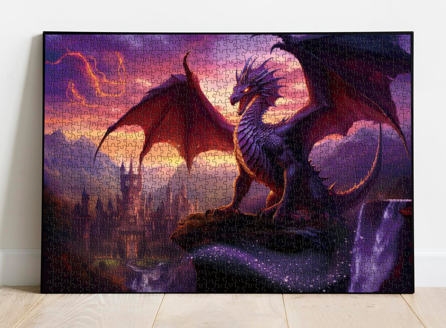 Fantasy Dragon Puzzle For Adults 1000 Pieces, Magic Castle Jigsaw Puzzle, Castle Purple Puzzle