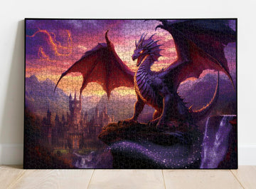 Fantasy Dragon Puzzle For Adults 1000 Pieces, Magic Castle Jigsaw Puzzle, Castle Purple Puzzle