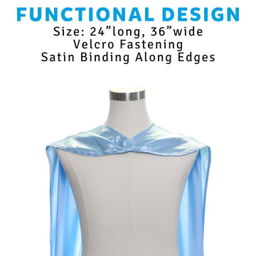 Everfan Light Blue Polyester Satin Superhero Cape - Kids