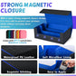 Uaono Card Storage Box For Trading Cards, 1200+ Pu Leather Commander Card Deck Case, Magnetic Closure Card Holder Fits For Magic Game Cards (Black&Blue)