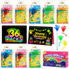 JMMICO 36*3 Packs Scratch Art Notebook+Sticky Hands+Stickers,Valentines Party Favors for Kids 4-8-12,Return Gifts for Birthday P
