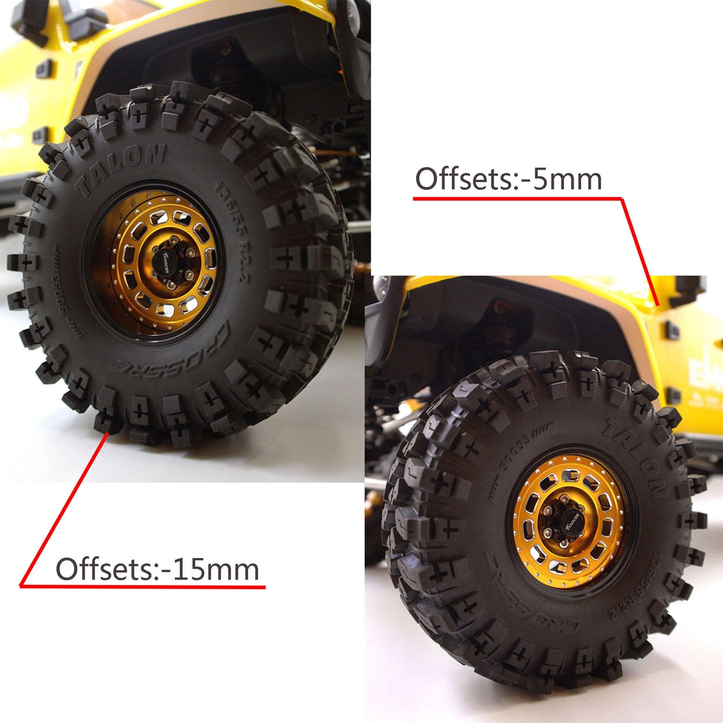 Txxrcss Rc 2.2 Beadlock Wheels Adjustable 2 Offsets Rims Hub For Aluminum Upgrades 1/10 Crawle Car Wheel And Tires Remote Contro