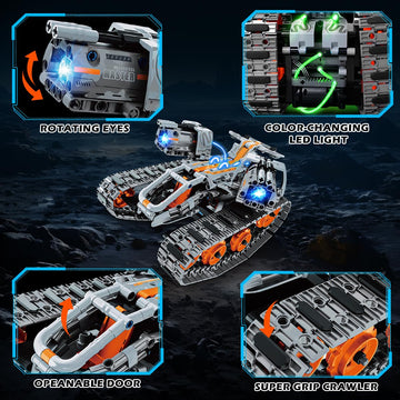 Insoon 5-In-1 Building Toys With Led Light, App & Remote Controll Building Block Set, 604 Pcs Rc Tech Rechargeable Tank Robot Sleigh Tracked Racer Toy, Gift For Kids Boys Girls Ages 6 7 8 9 10 11 12+