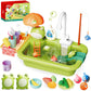 Play Sink with Running Water for Toddlers, Play Kitchen Sink Toy with Electric Faucet for Kids, Pretend Play Dishwasher Play Set