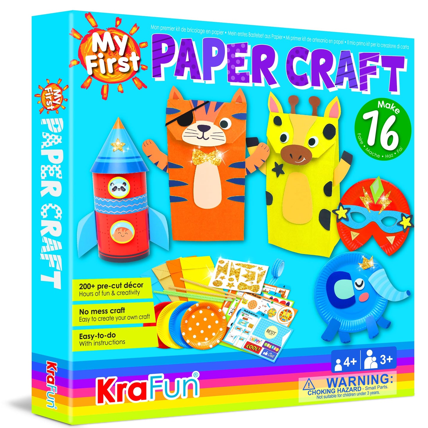 KRAFUN My First Safari Animal Craft Kit - 18 DIY Zoo Animal Projects for Toddlers, Creative Arts & Crafts for Kids Ages 3-8