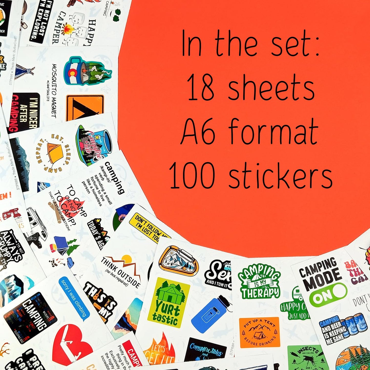 Bulbacraft 100Pcs Funny Camping Stickers - Camping Gifts, Camp Stickers, Camping Planner Stickers, Fun Camping Gifts For Men & W