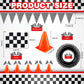 30 Pcs Checkered Racing Car Party Decorations Checked Race Flag Tablecloth Mini Traffic Cones Racing Pennant Banner Race Track Running Mat Tire Tubes Swimming For Decor (Red Tablecloth)