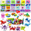 BAOXUE 24 Packs Valentines Day Cards for Kids School, Animal Building Block Set, Valentines Day Gifts for Kids Classroom Bulk, C