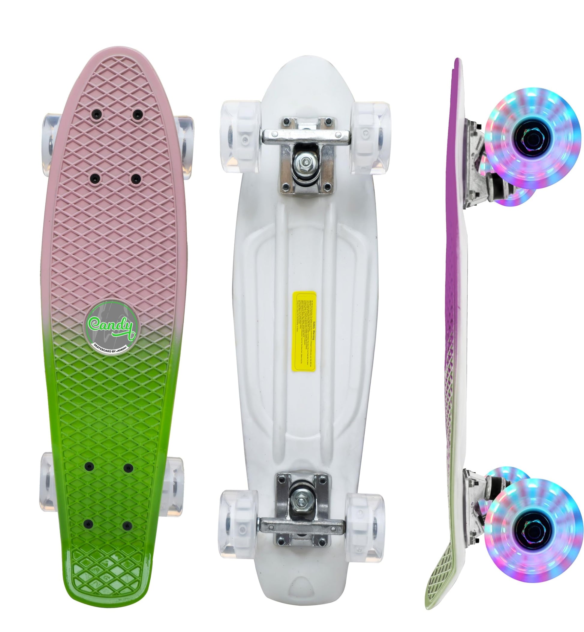 Jaspo Candy Kids Skateboard, LED Wheels 58 mm, Aluminium Trucks, Fibre Deck,Knurl Design, Age Group Above 5 Years, Lightweight, 
