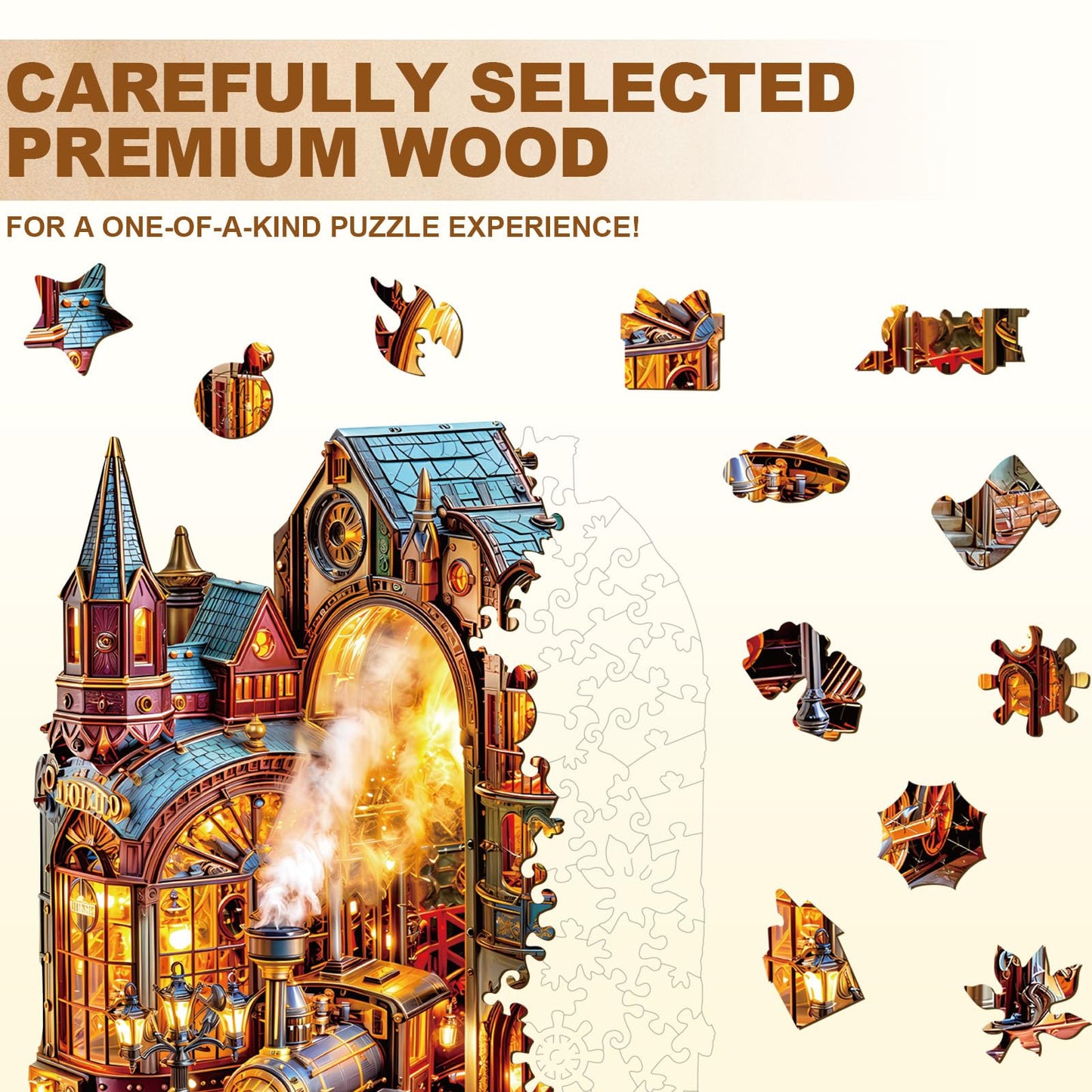 SECOGM Wooden Puzzles for mature-themeds - Magic Train Wood Puzzles mature-themed - Unique Animal Shape Wooden Jigsaw Puzzles for mature-themeds - Birthday Gifts for Puzzle Lovers  Family (8.5 * 6.7in-100 Pieces)